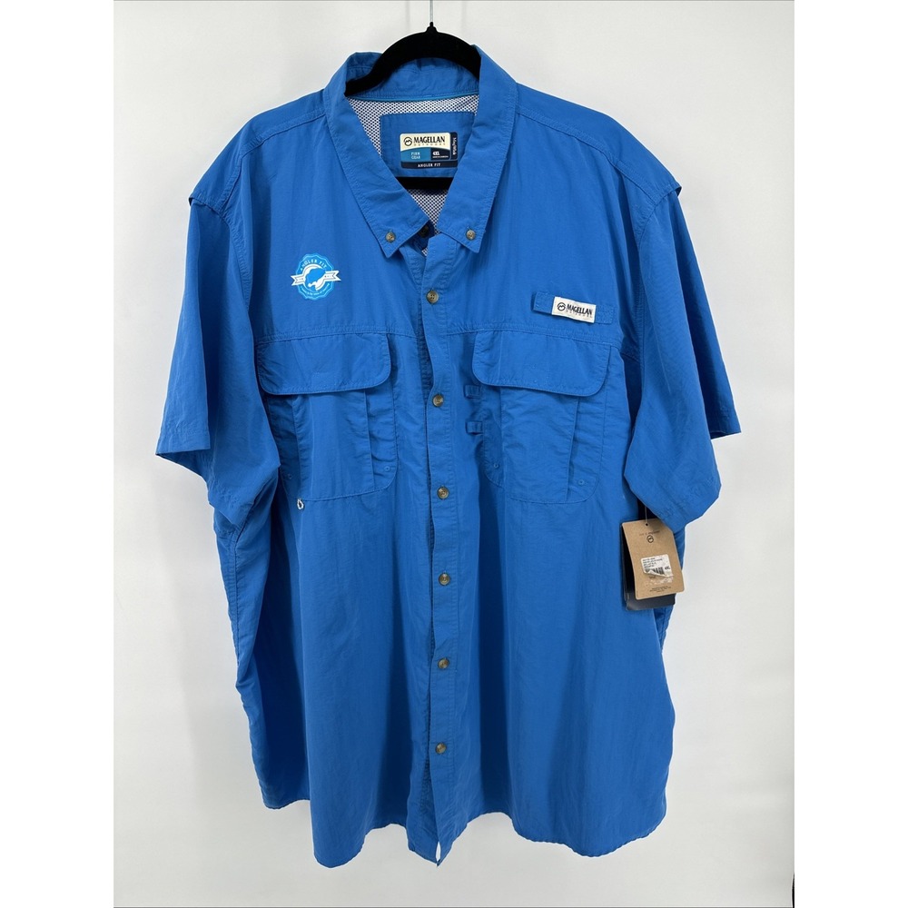 New Magellan Outdoors FISH GEAR Laguna Madre Mens Blue Shirt 4XL Brilliant Blue